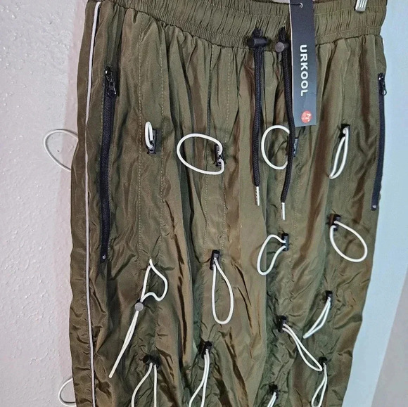 URKOOL Bungee Cord Drawstring Pants Olive - Picture 3 of 13